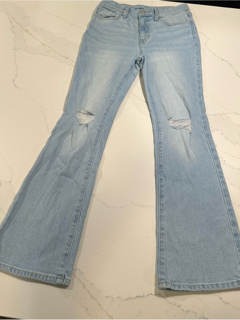 Old Navy Light Blue Distressed Flare Jeans